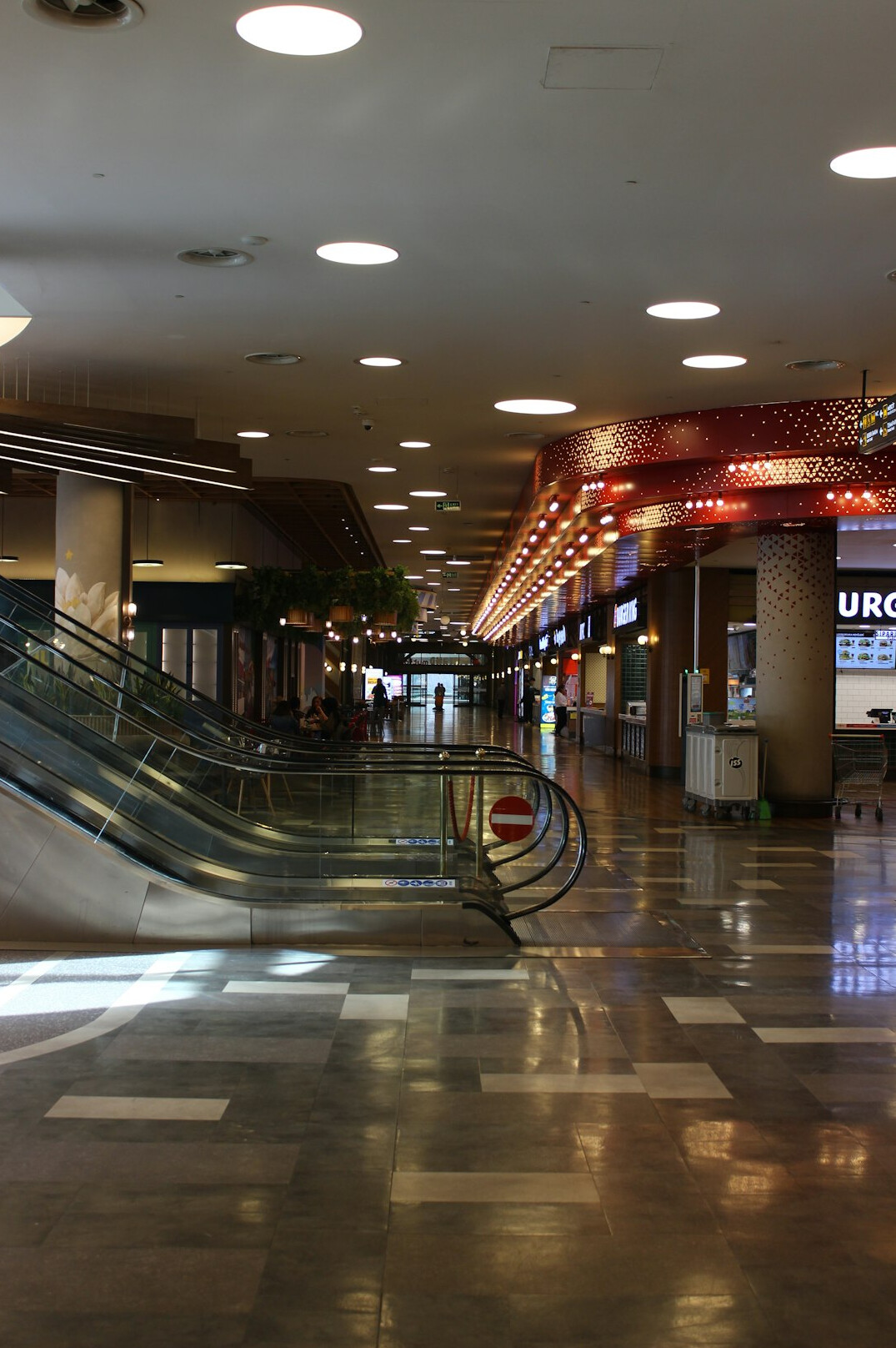 empty shopping mall at night